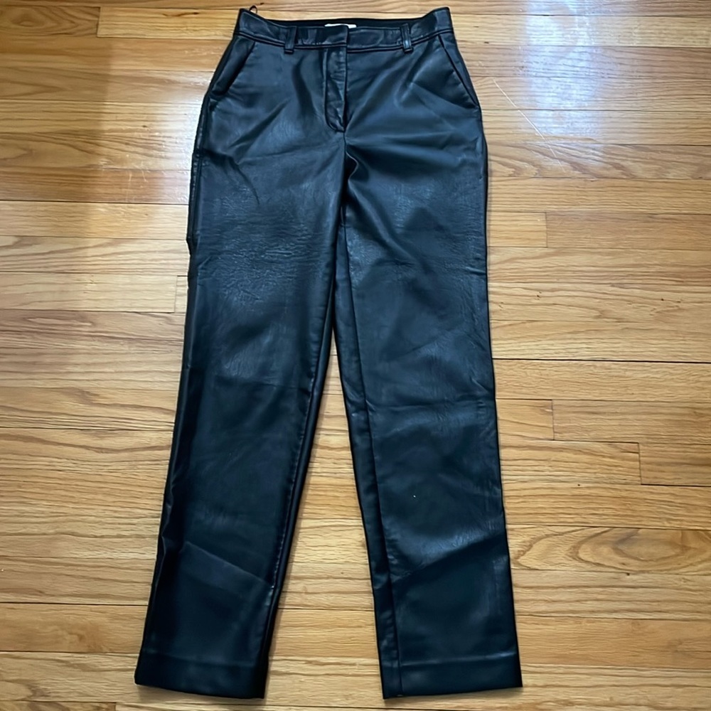 Aritzia Babaton Black Vegan Leather Trousers 4 B17